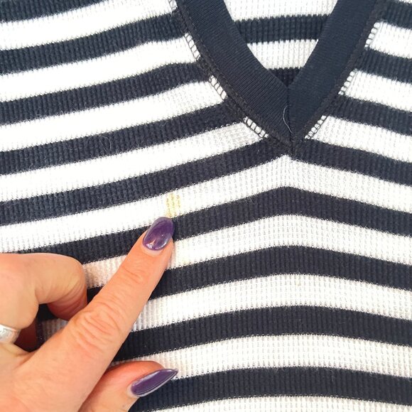 Ralph Lauren Knit Waffle Cotton stripe Hooded Top S - Picture 11 of 12